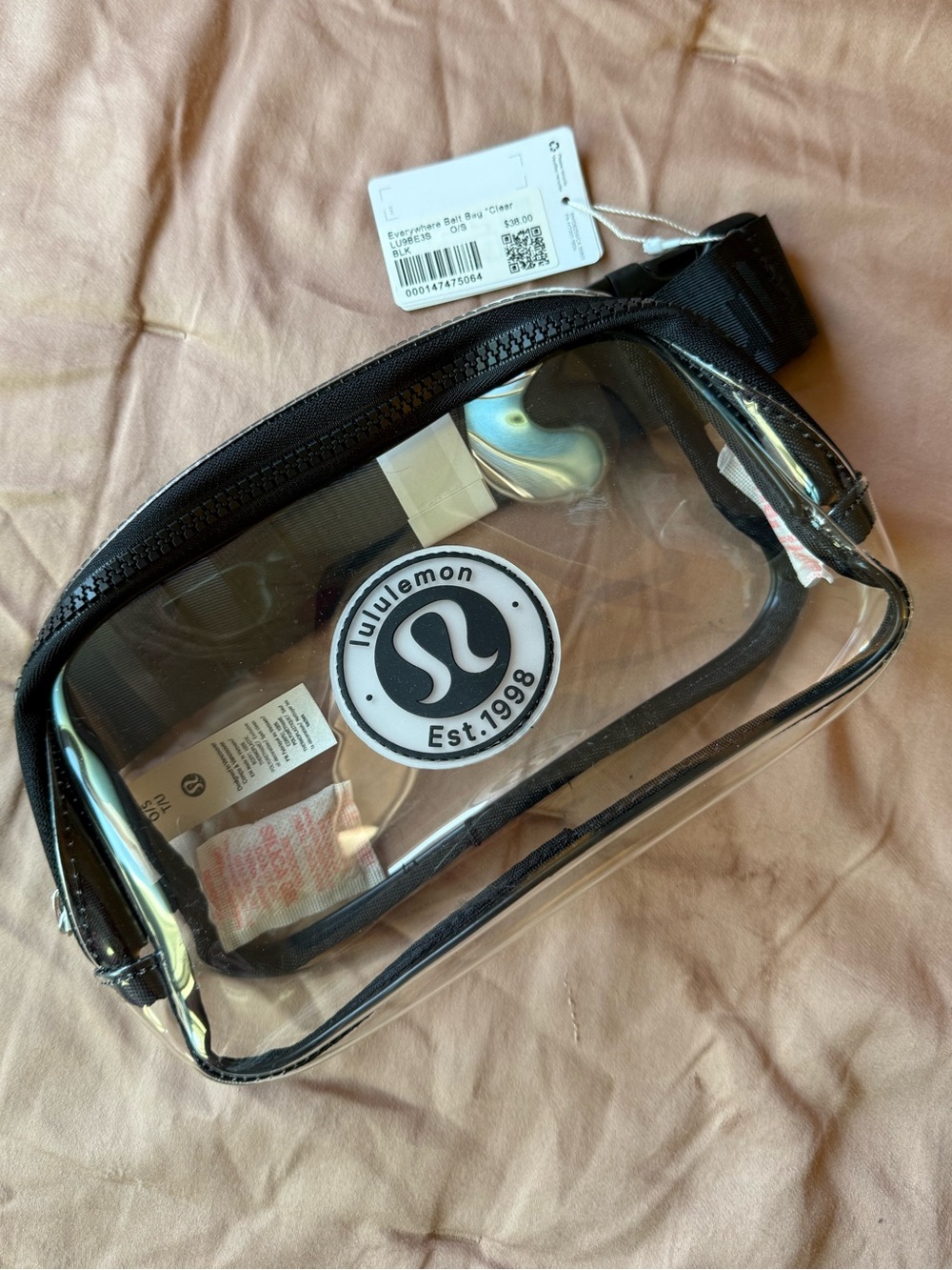 Lululemon Clear Crossbody Bag Black Trim Adjustable Strap NWT